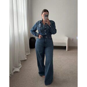MADEWELL Denim Wide-Leg Coverall Jumpsuit in Byrne Wash Size US 6
